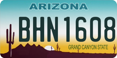 AZ license plate BHN1608