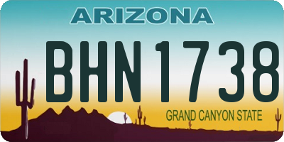 AZ license plate BHN1738