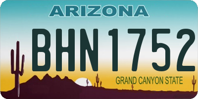 AZ license plate BHN1752
