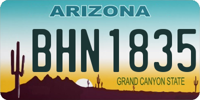 AZ license plate BHN1835