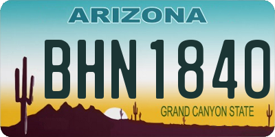 AZ license plate BHN1840