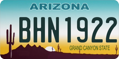 AZ license plate BHN1922