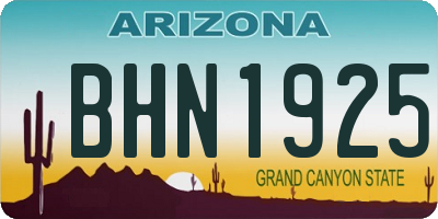 AZ license plate BHN1925