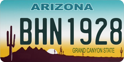 AZ license plate BHN1928