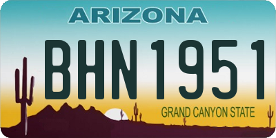 AZ license plate BHN1951