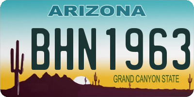 AZ license plate BHN1963