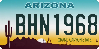 AZ license plate BHN1968