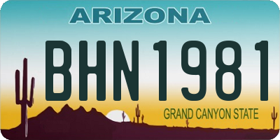 AZ license plate BHN1981
