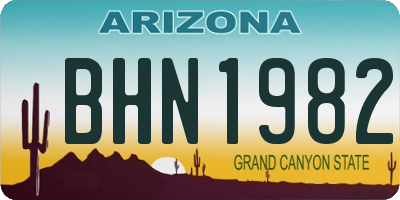 AZ license plate BHN1982