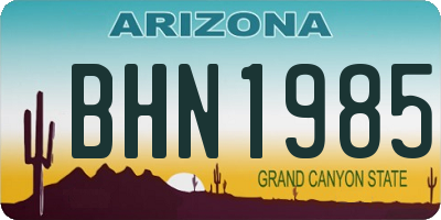 AZ license plate BHN1985