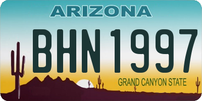 AZ license plate BHN1997