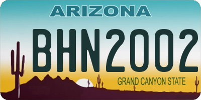 AZ license plate BHN2002