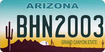 AZ license plate BHN2003