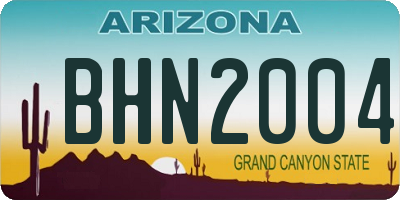 AZ license plate BHN2004