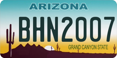 AZ license plate BHN2007