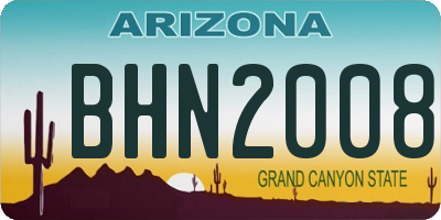AZ license plate BHN2008