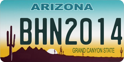 AZ license plate BHN2014