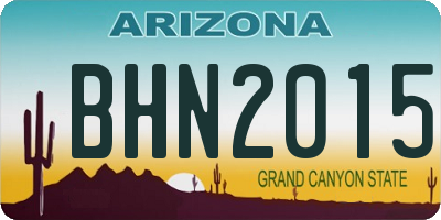 AZ license plate BHN2015