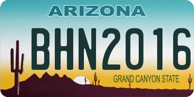 AZ license plate BHN2016