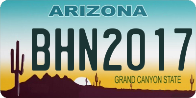 AZ license plate BHN2017
