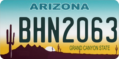 AZ license plate BHN2063