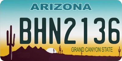AZ license plate BHN2136
