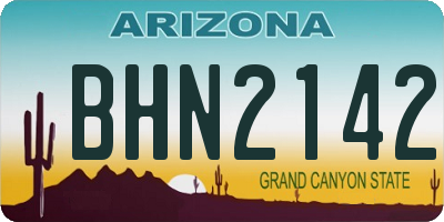 AZ license plate BHN2142