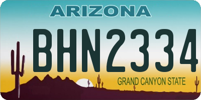 AZ license plate BHN2334