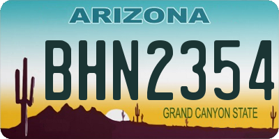 AZ license plate BHN2354
