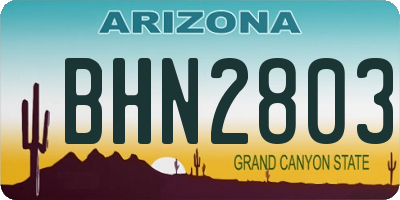 AZ license plate BHN2803