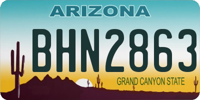 AZ license plate BHN2863