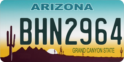 AZ license plate BHN2964