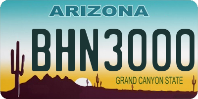 AZ license plate BHN3000