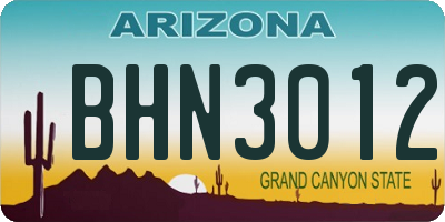 AZ license plate BHN3012