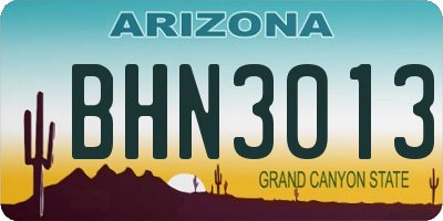 AZ license plate BHN3013