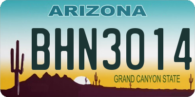 AZ license plate BHN3014