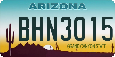 AZ license plate BHN3015