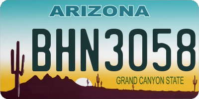 AZ license plate BHN3058