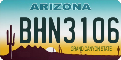 AZ license plate BHN3106
