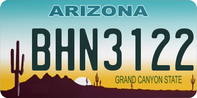 AZ license plate BHN3122