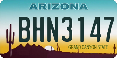 AZ license plate BHN3147