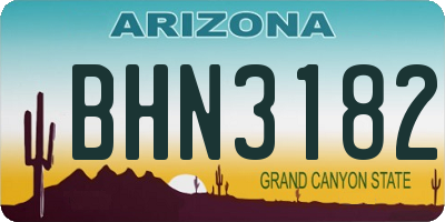AZ license plate BHN3182