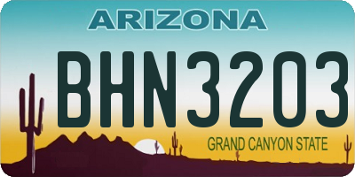 AZ license plate BHN3203