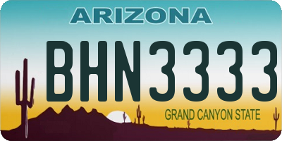 AZ license plate BHN3333