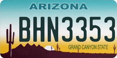 AZ license plate BHN3353