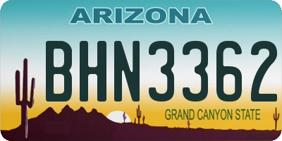 AZ license plate BHN3362