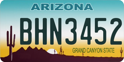 AZ license plate BHN3452
