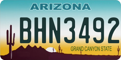 AZ license plate BHN3492