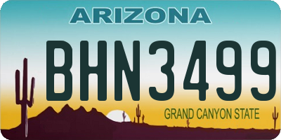 AZ license plate BHN3499