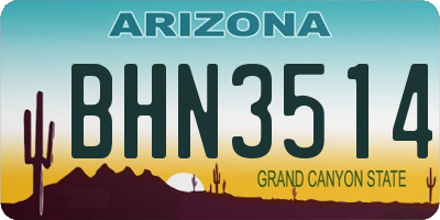 AZ license plate BHN3514
